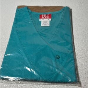 New White Rock Teal V-Neck Scrub Top